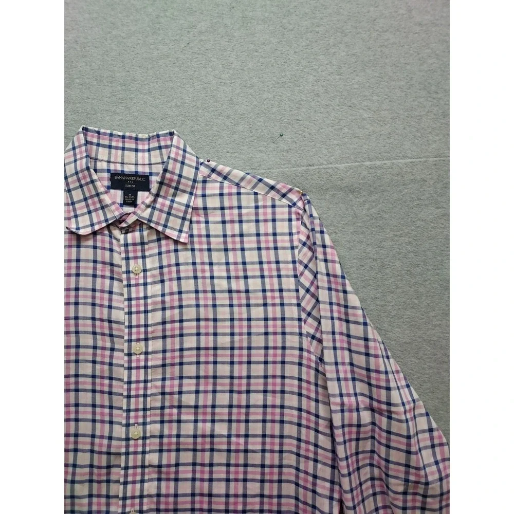 Banana Republic Men Shirt M Multicolor Plaid Button Down Long Sleeve Logo Casual